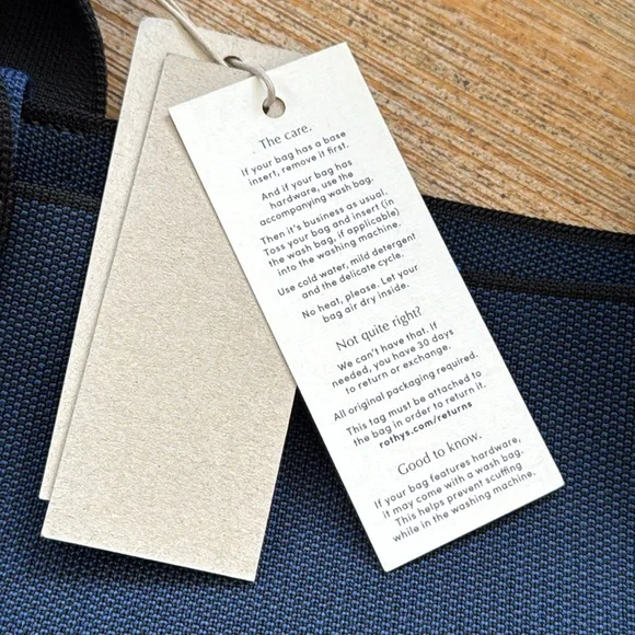 Rothy’s Bag Large Elegant Navy Blue Canvas Tote Bag with Scarf Accent - Picture 10 of 15